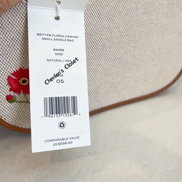 ✨🎀NeW! Tory Burch Britten Floral Small Canvas Saddle Bag - Picture 10 of 12